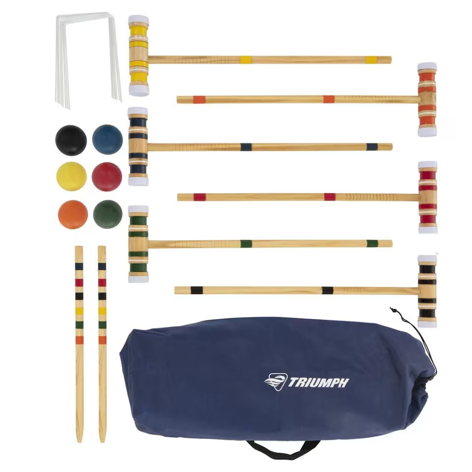 6-Player Backyard Outdoor Croquet Set with Carry-on Bag
