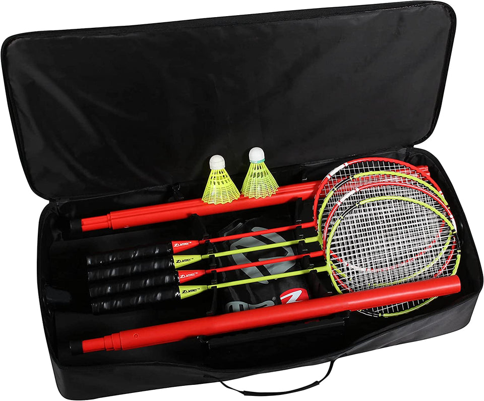 4 Player Outdoor Backyard Portable Badminton Set with Case Black / Red