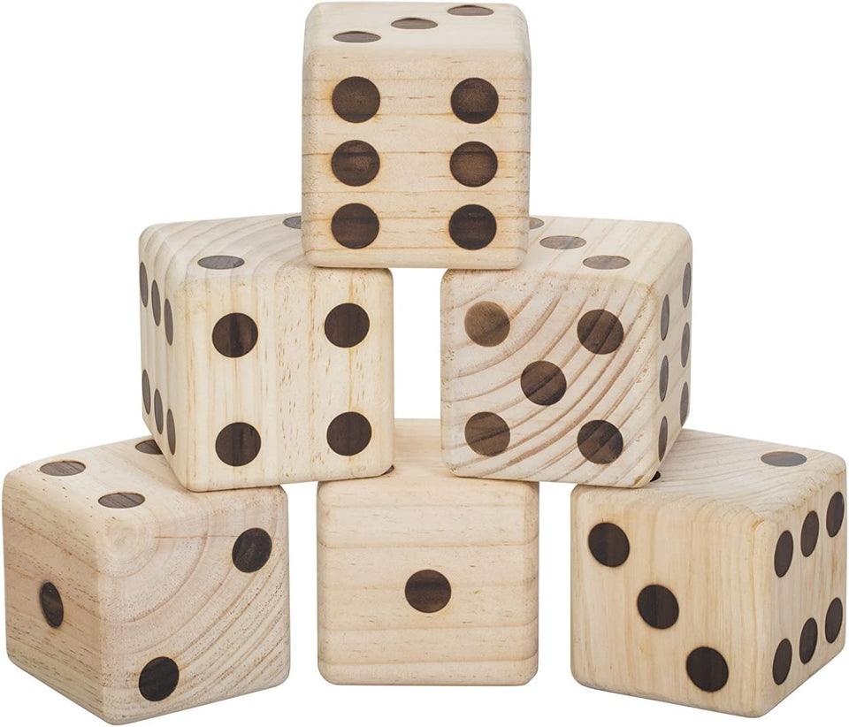 Big Roller 3.5" Wooden Lawn Dice with Scoreboard and Carry-On Bag