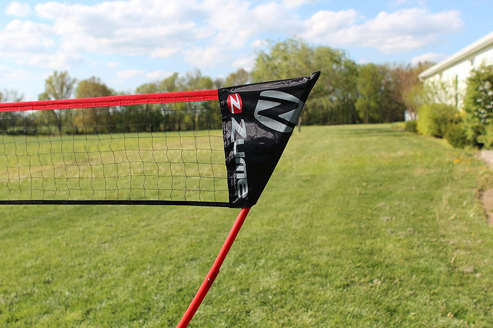 4 Player Outdoor Backyard Portable Badminton Set with Case Black / Red