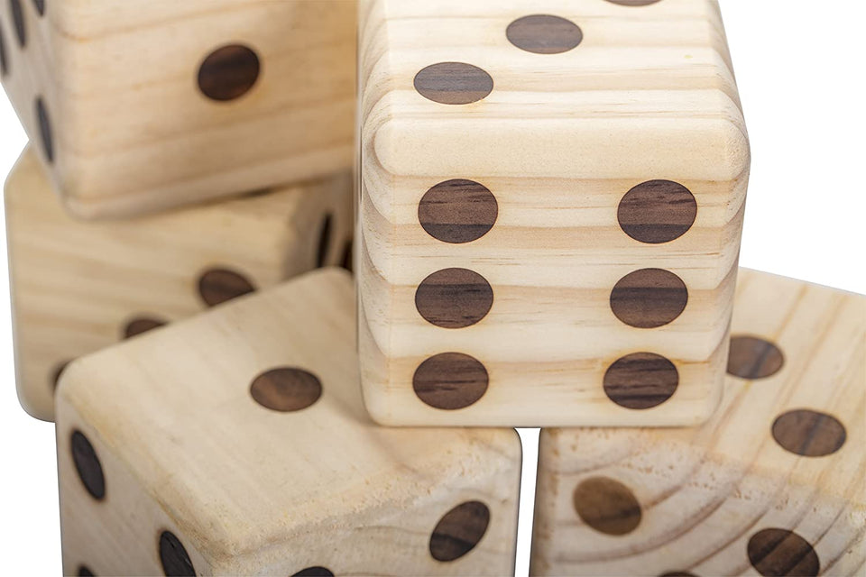 Big Roller 3.5" Wooden Lawn Dice with Scoreboard and Carry-On Bag