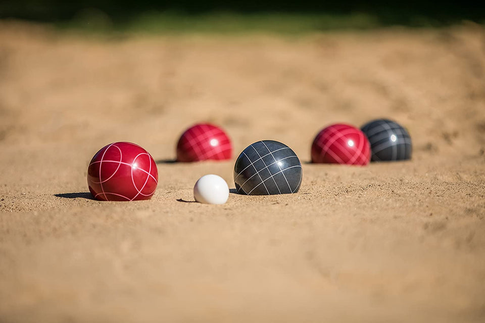 100mm Outdoor Resin Bocce Red / Blue 2 Teams Set of 8 Balls