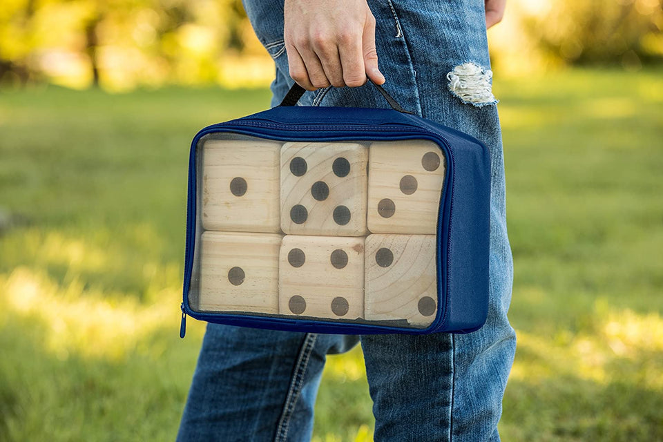 Big Roller 3.5" Wooden Lawn Dice with Scoreboard and Carry-On Bag