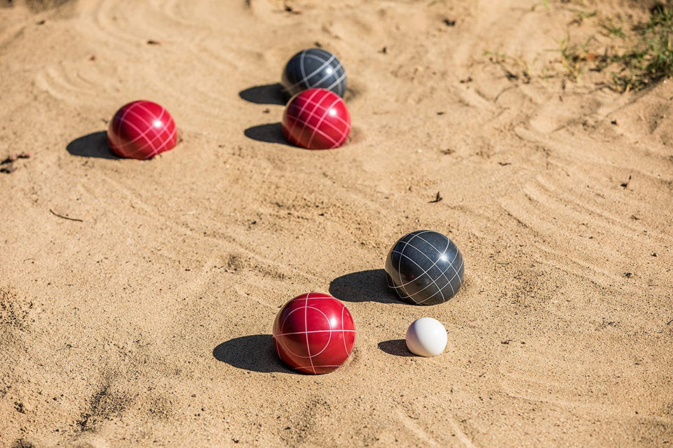 100mm Outdoor Resin Bocce Red / Blue 2 Teams Set of 8 Balls