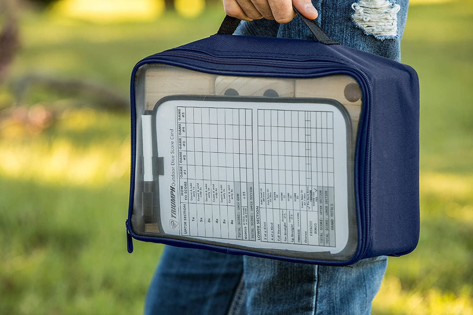 Big Roller 3.5" Wooden Lawn Dice with Scoreboard and Carry-On Bag