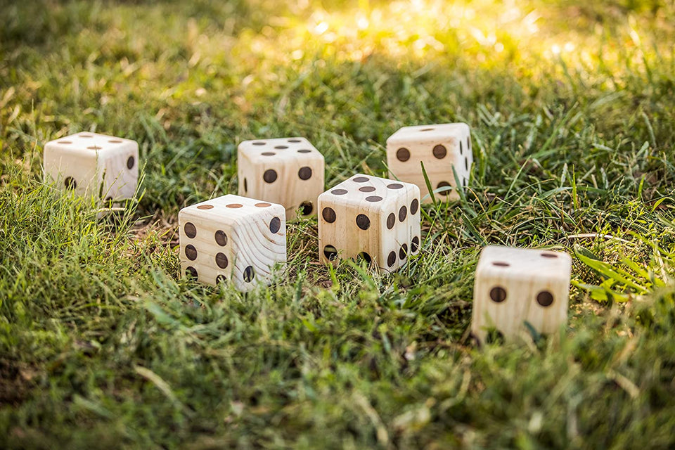 Big Roller 3.5" Wooden Lawn Dice with Scoreboard and Carry-On Bag