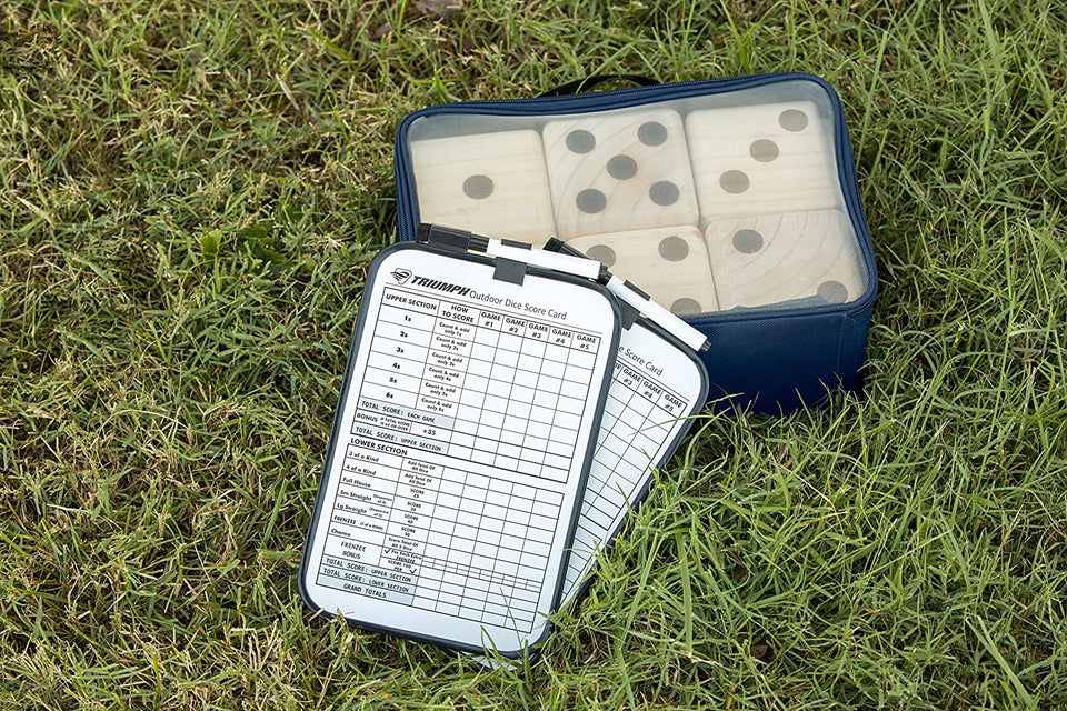 Big Roller 3.5" Wooden Lawn Dice with Scoreboard and Carry-On Bag